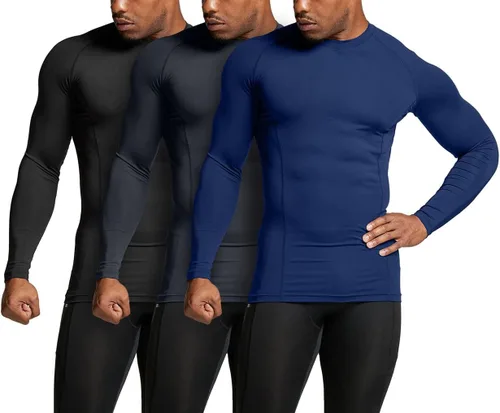 Miniatura 2 de ATHLIO - Paquete de 1 o 3 camisetas de compresión de manga larga con FPU 50+ para hombre, camiseta de protección para deportes acuáticos