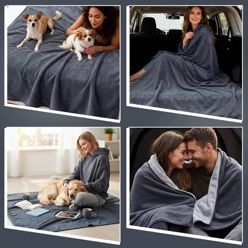 Miniatura 7 de Tisancy Manta impermeable para cama, sofá, 40 x 60 pulgadas, reversible y lavable, tapete impermeable de vellón y franela, resistente al agua