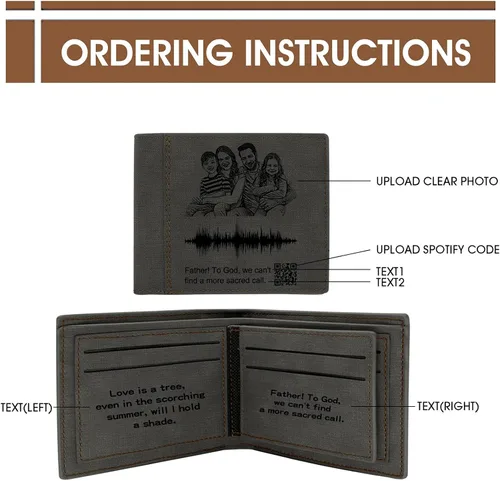 Miniatura 2 de Carteras de fotos personalizadas para hombresCartera grabada personalizadaRegalos personalizados para el padreMaridoHijo