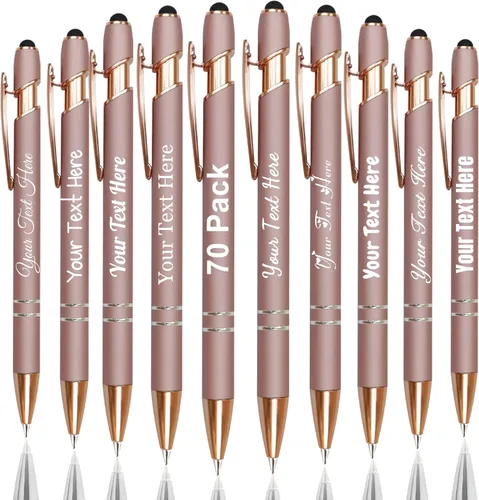 Miniatura 70 de Hasta 300 bolígrafos personalizados a granel con nombre personalizado con grabado gratis, puntas de lápiz capacitivo grabado, bolígrafo