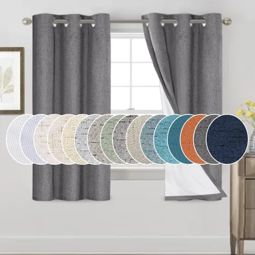 Miniatura 137 de Primitive - Cortinas opacas 100 % de lino texturizado natural para dormitorio, sala de estar, cortinas para ahorra energía, tela de arpillera