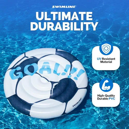 Miniatura 7 de Swimline Flotador Inflable Montable para Piscina con Balón de Fútbol Azul/Blanco, 60" Deportes (Fútbol)