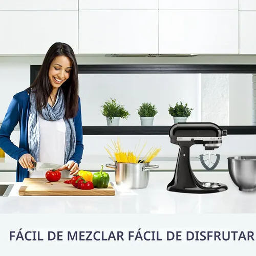 Miniatura 4 de Batidor de borde flexible para KitchenAid de 4.5/5 cuartos de galón con cabezal inclinable, accesorio para batidora KitchenAid, con bordes de Gris