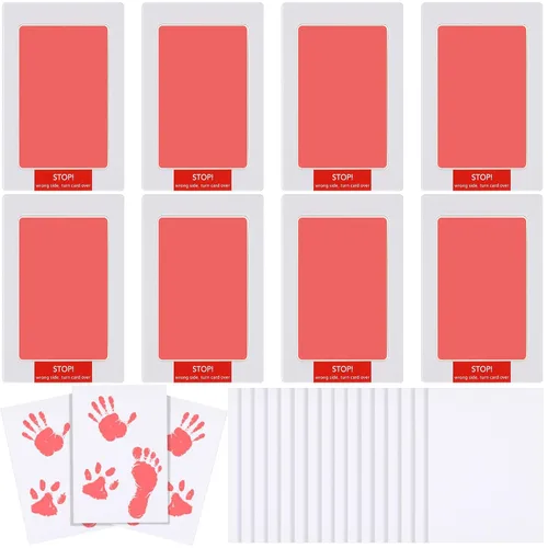 Miniatura 14 de Jetec Juego de 30 huellas y huellas de manos sin tinta, almohadilla de tinta de tacto limpio para manos y huellas de bebé, kit de huellas de perro