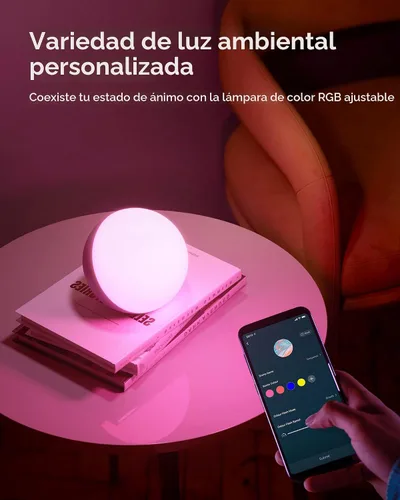 Miniatura 4 de Hifree Lámpara de mesa inteligente, lámpara de escritorio regulable con aplicación/control de voz, lámpara táctil LED RGB que cambia