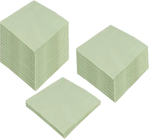 Miniatura 13 de 100 paquetes de servilletas de cóctel de 2 capas, servilletas de postre plegadas de 5 x 5 pulgadas, servilletas desechables para cena, boda, Verde