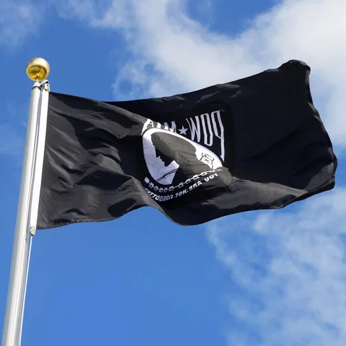 Miniatura 6 de Anley EverStrong Series - Bandera bordada Pow Mia de 3 x 5 pies, cabecera de lona bordada y resistente, 4 filas de costuras de cerradura, bandera