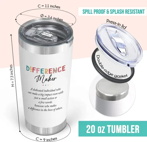 Miniatura 2 de CHICKOR Vaso aislado de 20 onzas – Regalo para hacer diferencias – Never Forget the Difference You Make – Regalos de agradecimiento al jefe