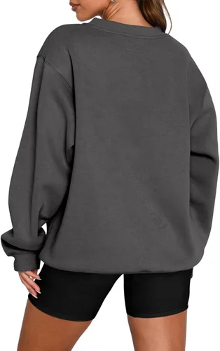 Miniatura 5 de Angerella Sudaderas de manga larga para mujer, estilo casual, cuello redondo, ajuste holgado, sudadera con capucha de forro polar para otoño