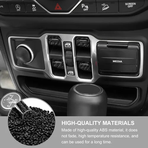 Miniatura 5 de Jimen Compatible con Jeep Wrangler JL JLU 2018-2023 y Jeep Gladiator JT 2020-2023, 4 piezas de cubiertas de interruptor de botón para ventana