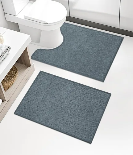 Miniatura 56 de Chakme Juego de 2 alfombras de baño ultrafinas, absorbentes, antideslizantes, lavables a máquina, color negro, 17 x 24 pulgadas / 17 x 30 pulgadas
