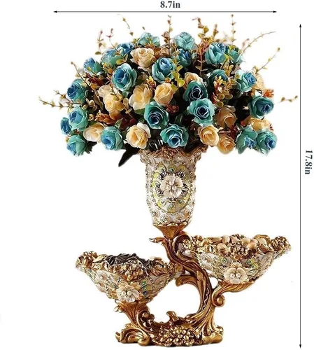 Miniatura 6 de Jarrones altos de resina retro de estilo europeo con arreglos florales artificiales para sala de estar, comedor, centro de mesa, dormitorio