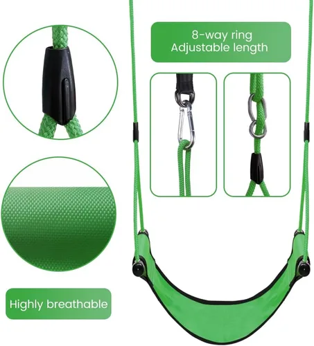 Miniatura 4 de Asiento de columpio para niños con gancho a presión, cuerdas ajustables, para parque infantil, patio trasero interior/exterior, árboles, juego