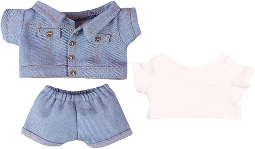 Miniatura 8 de niannyyhouse Chaquetas de mezclilla Jeans Camiseta blanca 7.8 pulgadas (7.9 in) Ropa de muñeca rellena humanoide de felpa (negro)