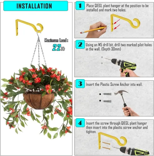 Miniatura 49 de QIEGL Soporte colgante para plantas de 6 pulgadas, gancho de metal para plantas, gancho de pastor decorativo para colgar linternas, comedero