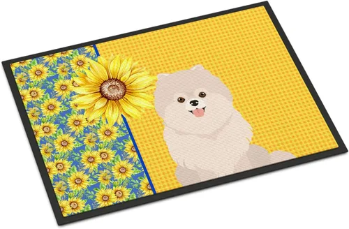 Miniatura 368 de Caroline's Treasures WDK5313MAT Airedale Terrier - Tapete para puerta delantera de 18 x 27 pulgadas, diseño de girasoles de verano, para entrada
