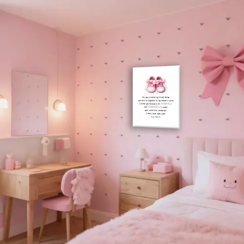 Miniatura 5 de Redland Art Decoración para Guardería de Niña, Arte de Pared en Lienzo Rosa con Escrituras para Habitación de Recién Nacida, Niñas, Habitación
