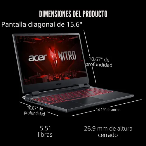 Miniatura 11 de Acer Nitro 5 AN515-58-525P Laptop para juegos Intel Core i5-12500H GPU NVIDIA GeForce RTX 3050 Laptop Pantalla IPS FHD de 15.6 pulgadas 144Hz
