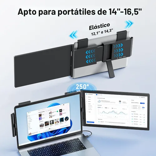 Miniatura 6 de Extensor de pantalla para laptop, 14 pulgadas FHD 1080P IPS Extensor de monitor para portátil con puerto USB C/HDMI, pantalla Plug and Play Monitor