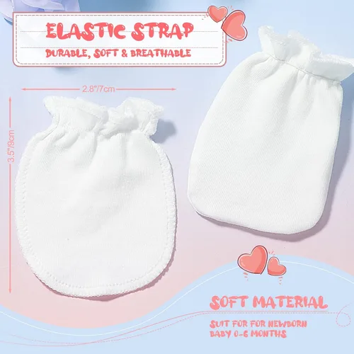 Miniatura 6 de 9 pares de manoplas para recién nacidos, niños y niñas de 0 a 6 meses, guantes de color sólido sin arañazos