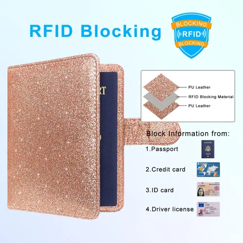 Miniatura 5 de Funda para pasaporte ACdream, piel de calidad superior, cartera con bloqueo RFID