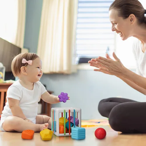 Miniatura 2 de LiKee Juguetes Montessori para niños de 1 año y más, clasificador de formas,10 bloques para el desarrollo sensorial y las habilidad motoras finas