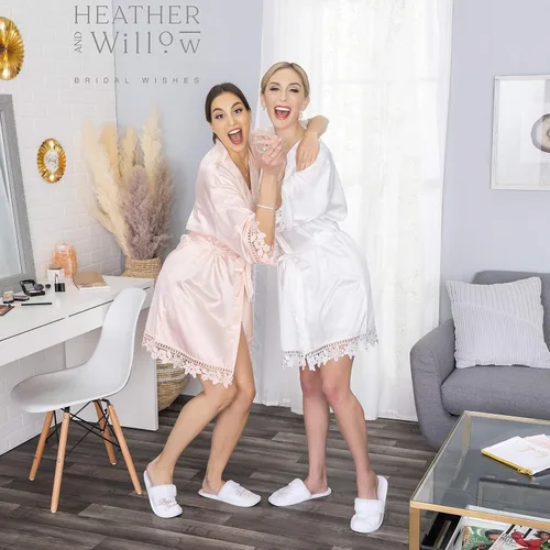 Miniatura 5 de Heather & Willow Bata de damas de honor Bata de novia de satén, bata de novia para el día de la boda Propuesta de despedida de soltera y dama
