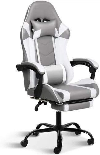 YSSOA Silla para videojuegos, silla de computadora con reposapiés, altura ajustable y función de inclinación de 90° a 135°, silla reclinable