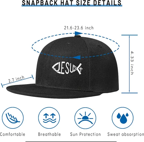 Miniatura 2 de Jesus Christ Hats Mens Snapback Flat Bill Brim Hats for Men Snap Backpack Dad Life Jesus Christian Crosses Baseball Cap