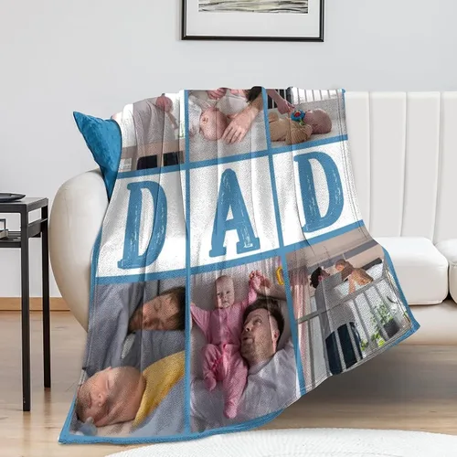 Miniatura 5 de Artsadd Regalos para el Día del Padre, manta personalizada con fotos, regalos para papá de hija o hijo, manta con fotos personalizadas, regalos