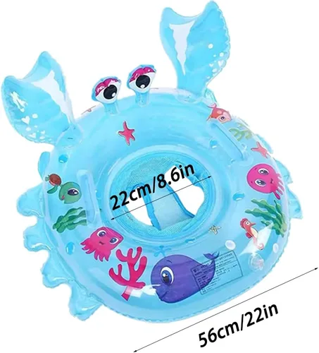 Miniatura 4 de AIYUENCICI Flotador de natación para bebé, balsa flotante inflable con asa de asiento de seguridad, anillo flotante de cintura para niños, bañera