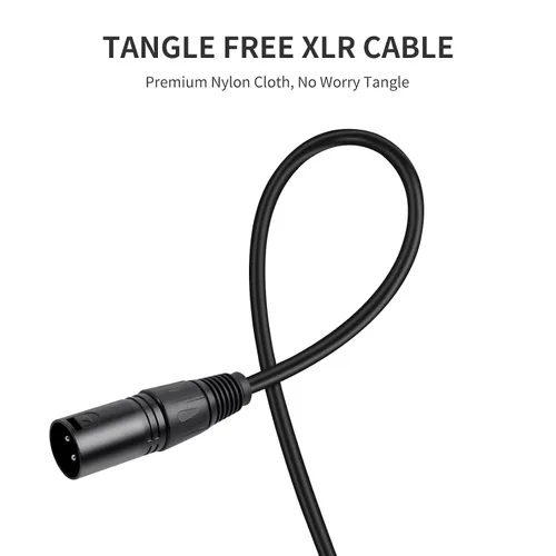 Miniatura 5 de Paquete de 2 cables de micrófono XLR macho a macho de 3 pines, cable de audio equilibrado profesional con cobre sin oxígeno, conectores chapados