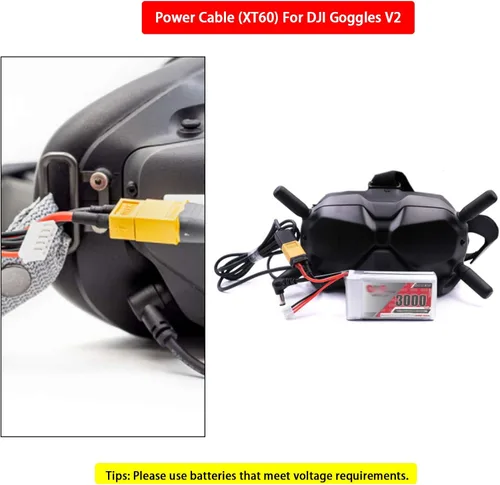 Miniatura 4 de Avata FPV - Cable de alimentación XT60 a CC para DJI Avata Fly Smart Combo FPV Goggles V2, FPV Goggles Battery 1.2M/47inch