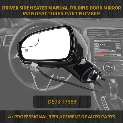 Miniatura 3 de Dasbecan Espejo eléctrico para puerta del lado izquierdo del conductor compatible con Ford Fusion 2013-2015 Power Calentado Señal de giro Luz