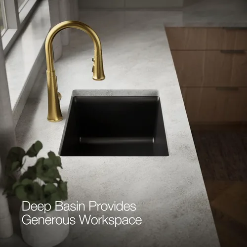 Miniatura 8 de KOHLER 28003-1-CM1 Kennon® - Fregadero de cocina de 25 pulgadas de montaje superior o inferior, incluye estante para fregadero, color negro mate