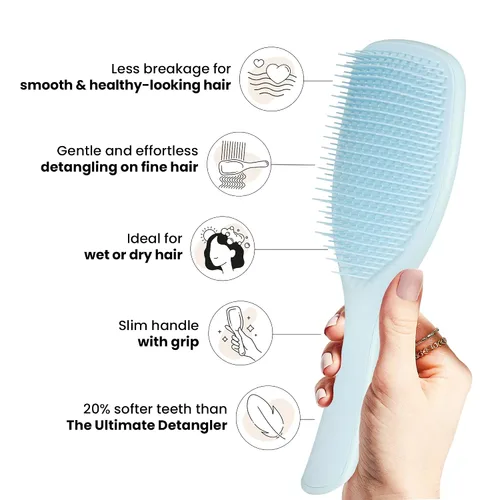Miniatura 4 de Tangle Teezer Cepillo desenredante fino y frágil, elimina nudos y reduce la rotura, grande y tamaño de viaje, azul y menta