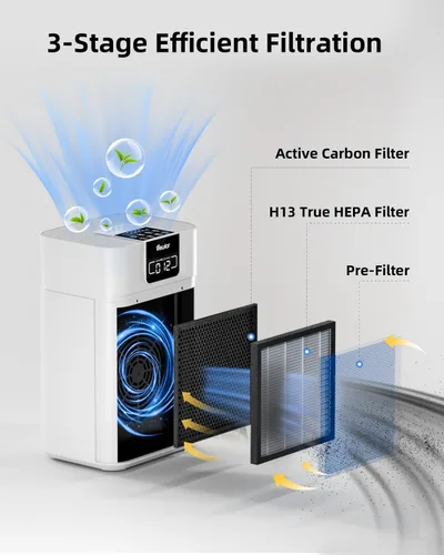 Miniatura 4 de Purificador de aire para habitación grande del hogar, purificador de aire HEPA VEWIOR para dormitorio cubre hasta 1800ft² con difusor de aceites