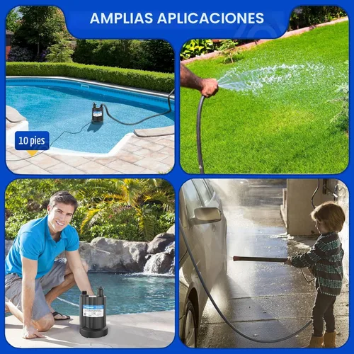 Miniatura 7 de Acquaer Bomba de agua sumergible Bomba de sumidero de 1/6 HP, bomba de utilidad termoplástica, pequeña bomba de agua eléctrica de 1750 GPH para Gery
