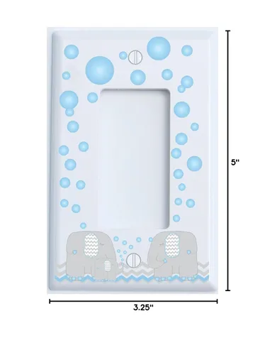 Miniatura 2 de Cubiertas de placa de interruptor de luz de elefante basculante individual con burbujas azules/cubierta de salida GFCI/decoración de elefante azul
