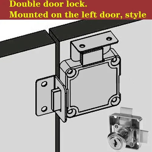 Miniatura 2 de Cerradura de puerta doble para gabinete, cerradura de cajón de gabinete [con llave igual] Cerradura de puerta de doble pestillo