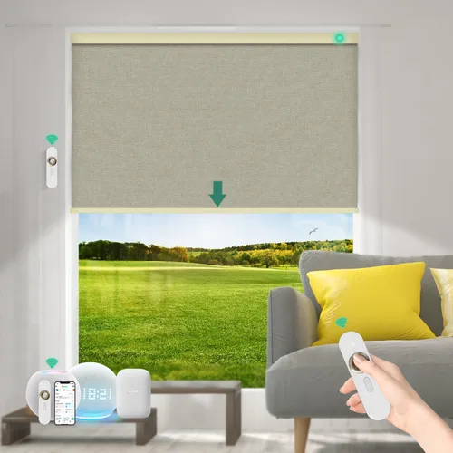 Miniatura 24 de Persianas motorizadas con control remoto [motor 100% opacas y silencioso] Persianas inteligentes compatibles con Alexa Google HomeKit, persianas