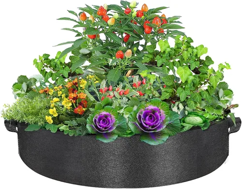 Miniatura 9 de ZtohPyo Bolsas de Cultivo de Plantas de 15 Galones, Macetas de Jardín Elevadas Redondas de Tela con 2 Asas, Contenedor de Jardinería de Tela