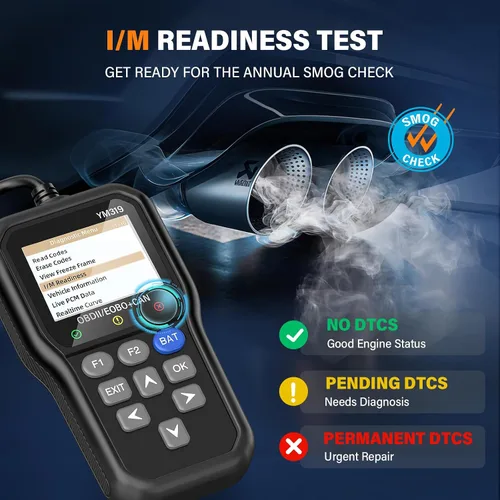 Miniatura 7 de BluSon YM319 - Escáner OBD2, herramienta de diagnóstico con probador de batería, lector de código de falla del motor con datos en vivo, impresión