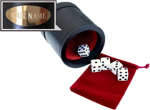 Miniatura 8 de Alex Cramer Golden Gate - Juego de 5 dados blancos, bolsa con cordón y juegos de libro de dados (dados de mentiroso) incluidos, taza de dados
