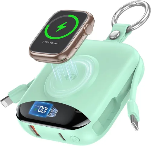 Miniatura 14 de Cargador portátil, 10,000 mAh, 22,5 W, banco de energía de carga rápida con cables integrados, paquete de baterías esenciales de viaje con pantalla