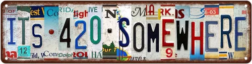 Miniatura 7 de Letrero de metal con texto en inglés «It's 420 Somewhere» para decoración de pared única para el hogar, bar, comedor, pub, 16 x 4 pulgadas Street