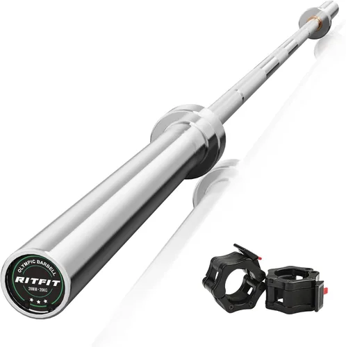 Miniatura 34 de RitFit Elite - Barra olímpica de 7 pies, robusta barra de 45 libras para levantamiento de pesas y levantamiento de potencia, barra olímpica superior
