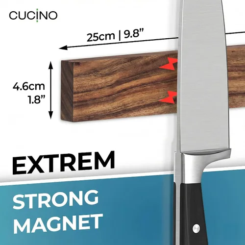 Miniatura 4 de Portacuchillos magnético para pared, 10" no requiere perforación, incluye cinta autoadhesiva, extra fuerte para sujetar cuchillos – Tira magnética