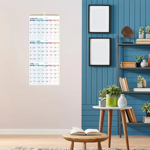 Miniatura 2 de Calendario de Pared 2026 - Calendario de 3 Meses 2026 Vertical, Enero 2026 - Diciembre 2026, Calendario de Pared de 3 Meses 2026, 11 x 26 Pulgadas