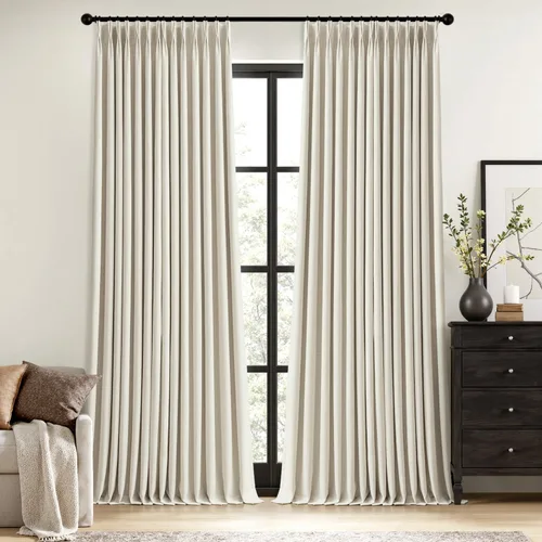 Miniatura 29 de MIULEE - Cortinas de lino beige con pliegues a presión 100% opacas para dormitorio, cortinas de ventana con memoria y bloqueo de luz para oscurecer
